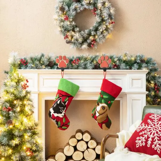 Glitzhome&reg; 20.5" Dog & Cat Hooked Stocking Set {3}