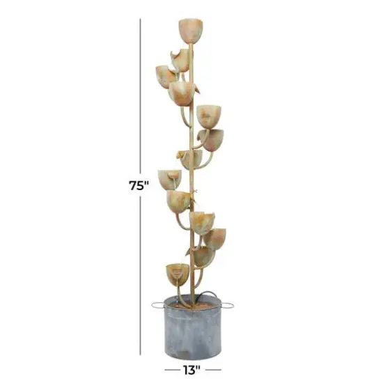 Copper Metal Rustic Fountain, 75" x 13" x 13" {9}