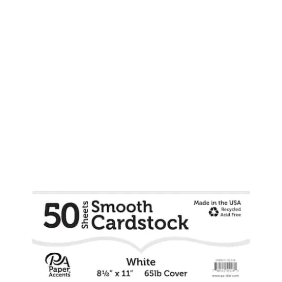 PA Paper™ Accents 8.5" x 11" 65lb. Smooth Cardstock, 50 Sheets White {1}