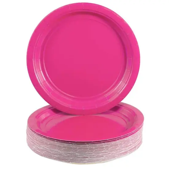 JAM Paper 7" Paper Party Plates, 50ct. Fuchsia Pink {4}