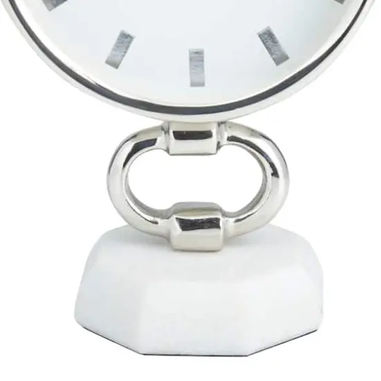 Silver Modern Abstract Clock, 6" x 4" x 10" {4}