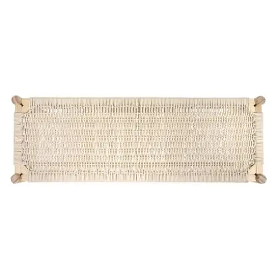 Hello Honey&reg; Fernway 18" Solid Wood and Woven Rope Entryway Bench Cream {10}