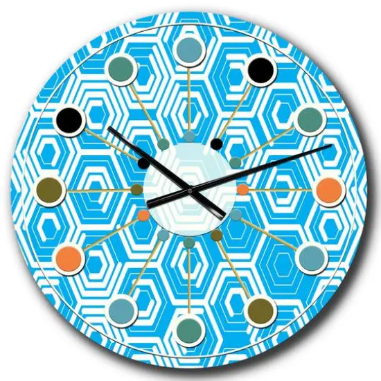 Designart 'Retro Hexagon Pattern Vii Mid-Century Modern Wall Clock {1}