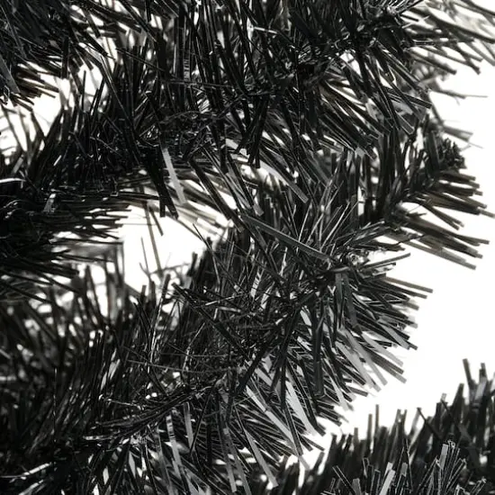 3ft. Unlit Black Tinsel Artificial Christmas Tree {5}
