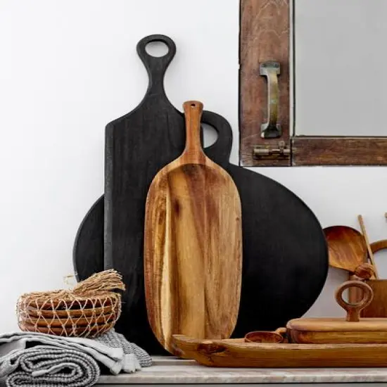 Hello Honey&reg; 19" Black Acacia Wood Tray/Cutting Board {4}