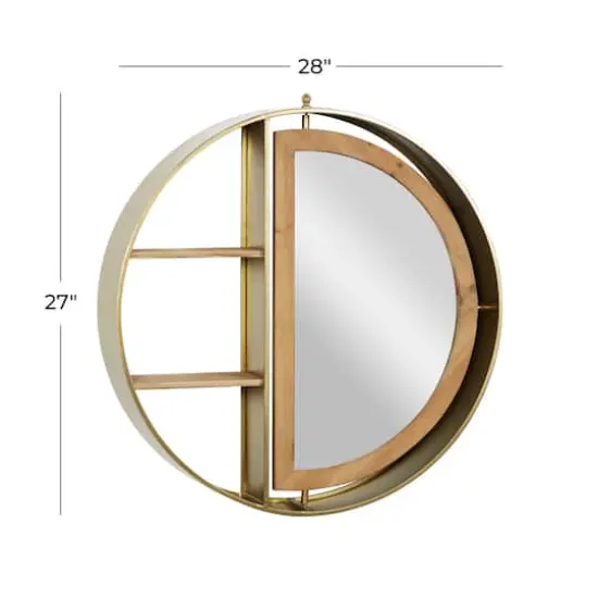 Gold Metal Contemporary Wall Shelf, 27" x 28" x 5" {8}