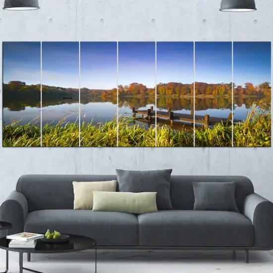 Designart - Still Waters of Fall Lake - Landscape Canvas Art Print {3}