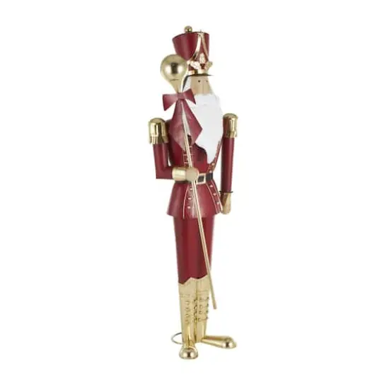 52" Red Metal Nutcracker Standing Sculpture {4}