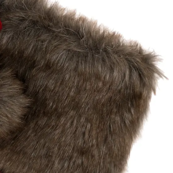 Glitzhome&reg; 21" Fur Black & Red Buffalo Plaid Stocking {6}