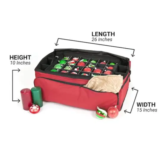 Santa's Bag 72ct. 3" Christmas Ornament Storage Box with Side Pockets {9}