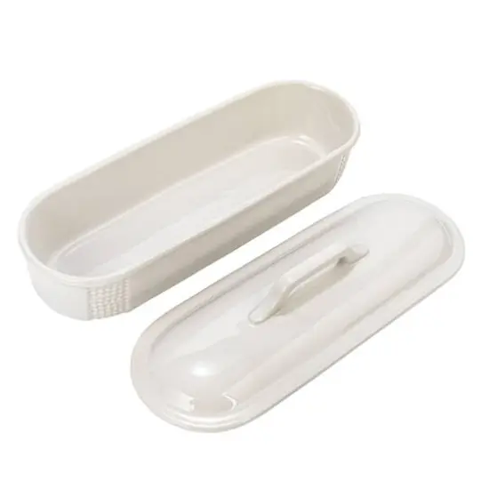 Hello Honey&reg; 15.5" Matte White Oval 2qt. Debossed Stoneware Baking Dish with Lid {6}