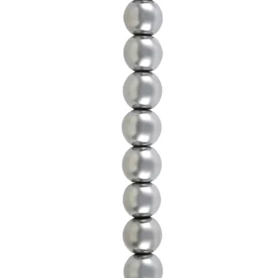 Rhodium Reconstituted Hematite Round Beads by Bead Landing&trade; {1}
