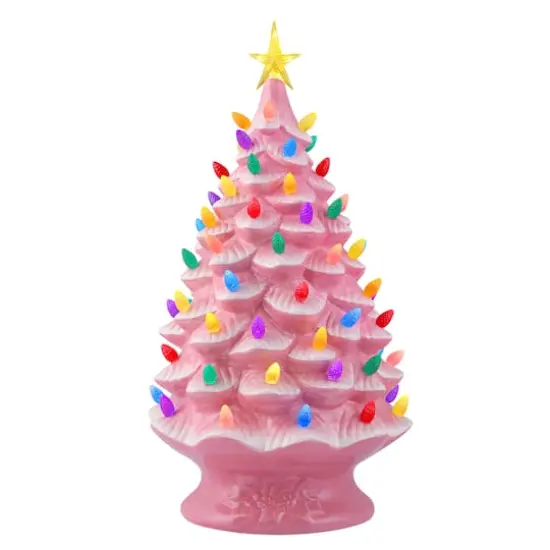 24" Pink Lit Nostalgic Christmas Tree {1}