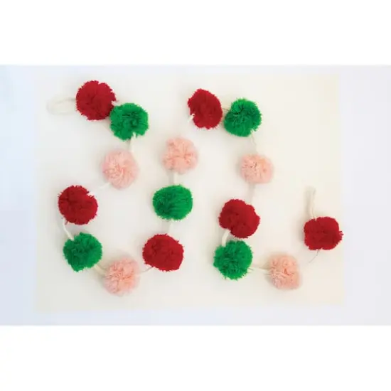 Hello Honey&reg; 6ft. Pink, Red & Green Wool Felt Pom Pom Garland {4}