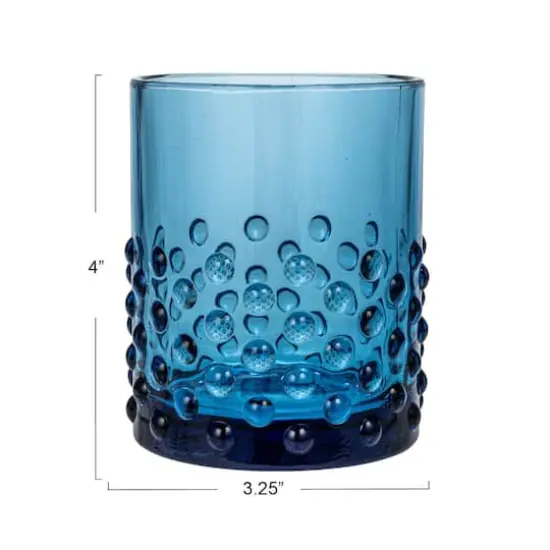 Hello Honey&reg; 12oz. Blue Hobnail Drinking Glass {4}