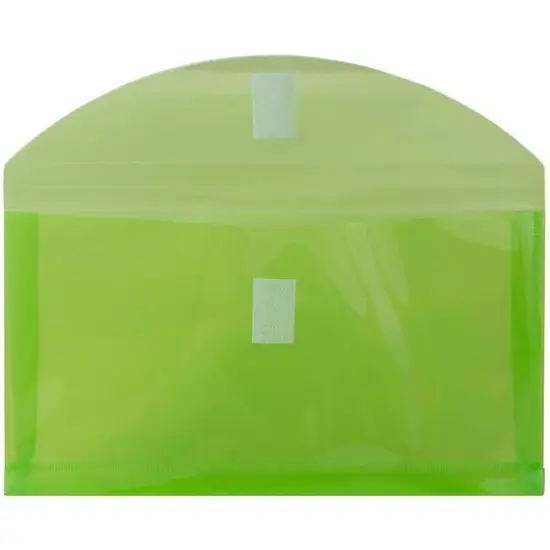 JAM Paper 5.25" x 10" Plastic Hook & Loop Closure Envelopes, 12ct. Lime Green {4}