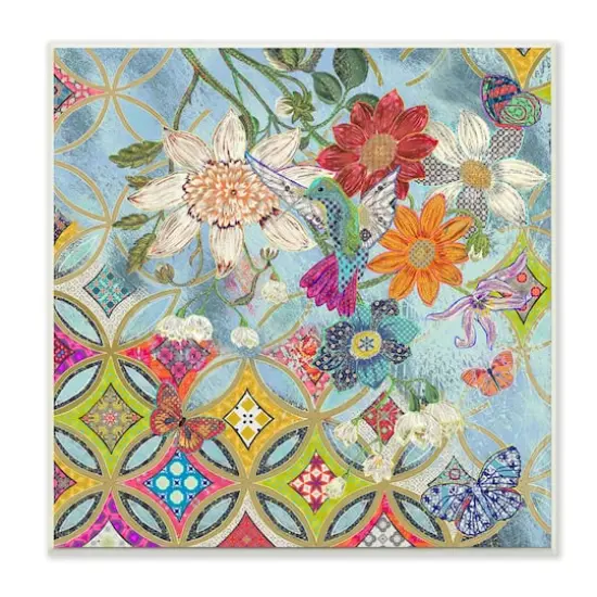 Stupell Industries Circular Arabesque Abstract Floral Hummingbird Wall Art {1}