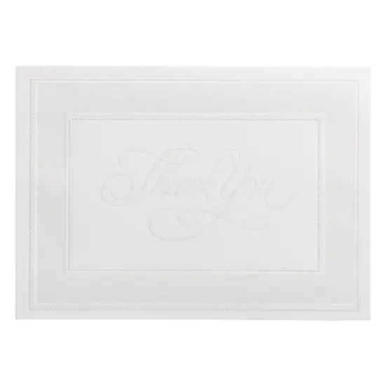 JAM Paper 4.875" x 3.375" Bright White with Pearl Border Thank You Cards & Envelopes Set {3}