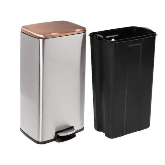 Honey Can Do Rose Gold Stainless Steel Step Trash Cans with Lid Set {6}