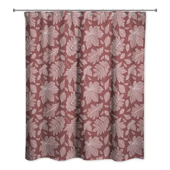 Leaves Shower Curtain Maroon {3}