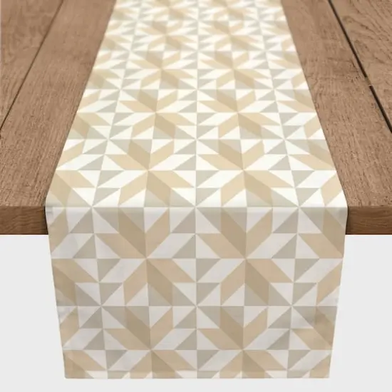 7.5ft. Neutral Barn Star Pattern Cotton Twill Table Runner {1}