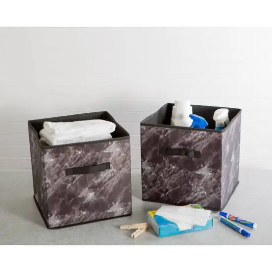 DII&reg; Black Marble Cube Laundry Bin Set, 4ct. {3}