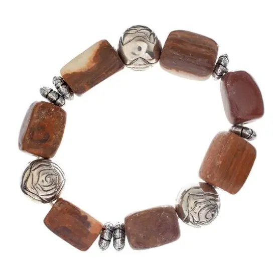 John Bead Jasper No.87 Natural Stone Stretch Bracelet {1}