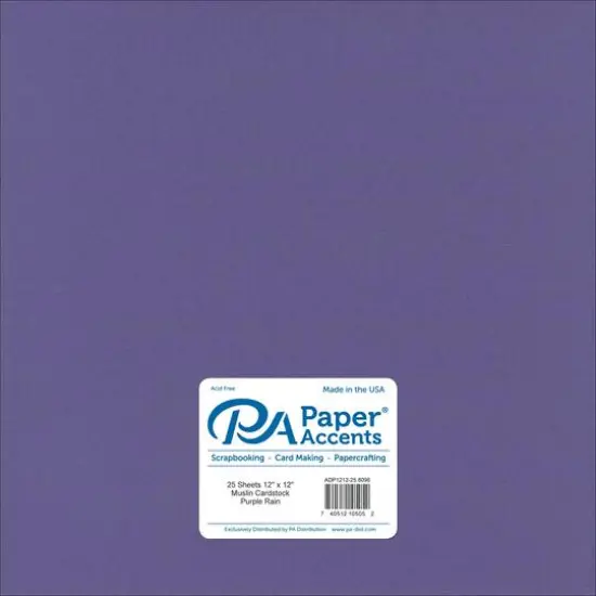 PA Paper&trade; Accents 12" x 12" Muslin 73lb. Cardstock, 25 Sheets Purple Rain {1}