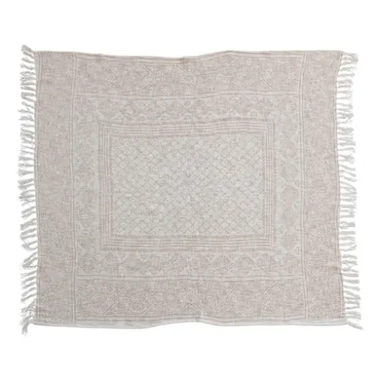Hello Honey&reg; Ivory and Putty Orange Cotton Slub Throw Blanket with Pattern and Tassels {1}