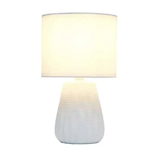 Simple Designs 11" Mini Ceramic Pastel Table Lamp Off White {3}