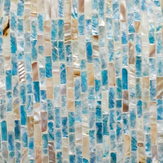 19'' Mussel Shell and Wood Contemporary Accent Table {3}