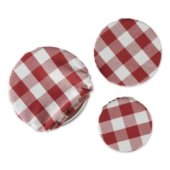 DII&reg; Assorted Barn Red Buffalo Check Woven Dish Cover Set {7}
