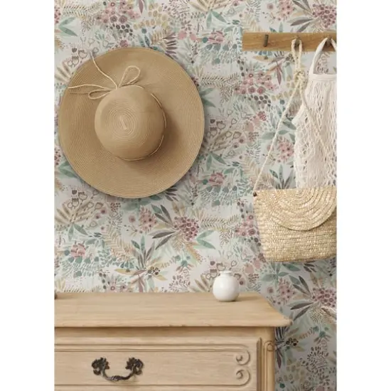 NuWallpaper Teal Peach Naupaka Peel & Stick Wallpaper {3}