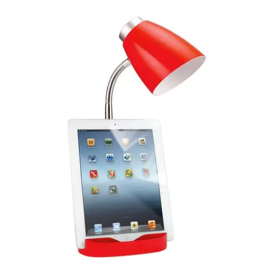 LimeLights 18.5" Gooseneck Organizer Desk Lamp with Tablet Stand Red {6}