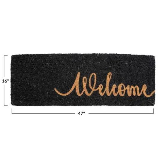 Hello Honey&reg; Black Natural Coir Welcome Step Doormat {5}