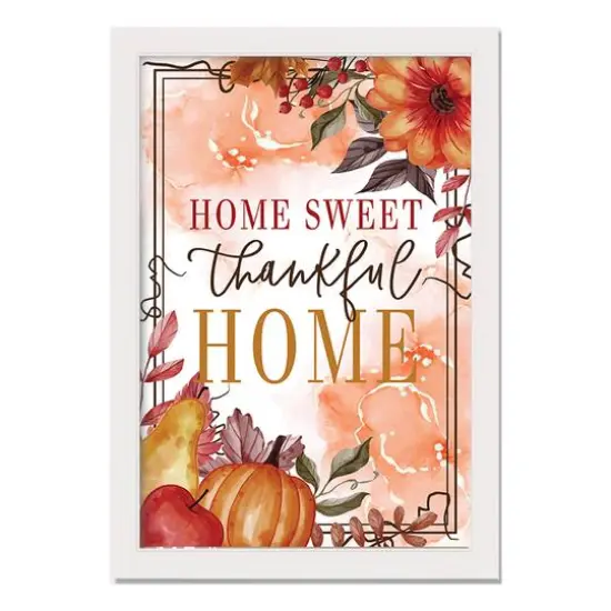 Home Sweet Thankful Home White Framed Wall Hanging {1}
