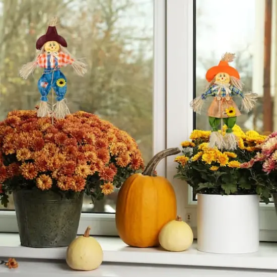 18" Boy & Girl Fall Harvest Scarecrow Picks {3}