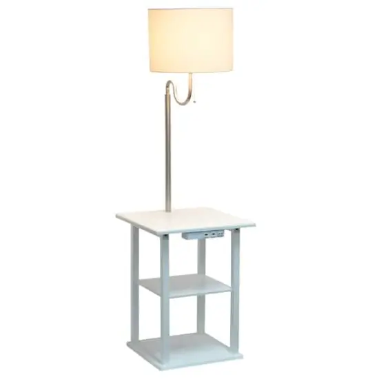 Simple Designs 57" 2 Tier Floor Lamp with USB & Outlet White {5}
