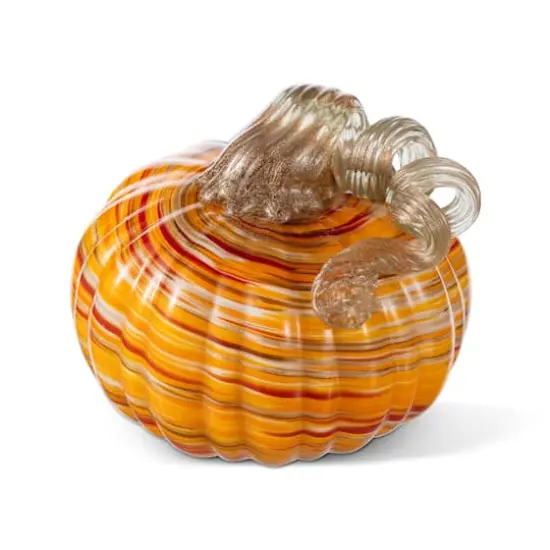 Glitzhome&reg; Fall Multi Stripes Glass Pumpkin {7}