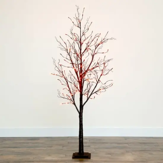 6ft. Pre-Lit LED Black Twig Artificial Halloween Tree {13}