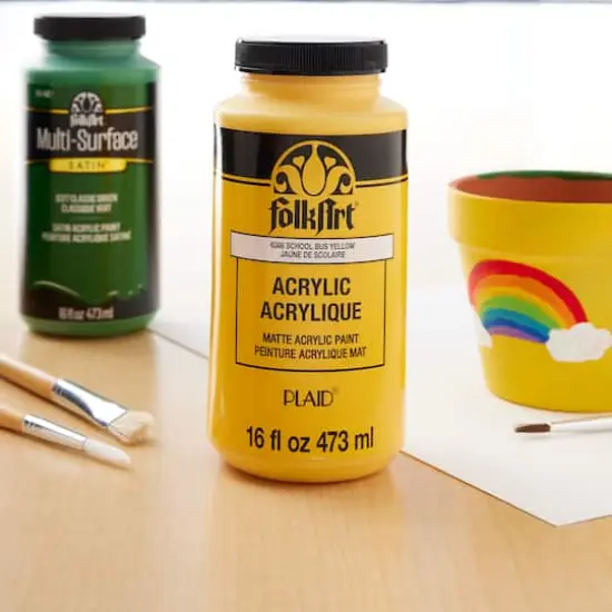 FolkArt&reg; 16oz. Matte Acrylic Paint 6366 Bus Yellow {3}