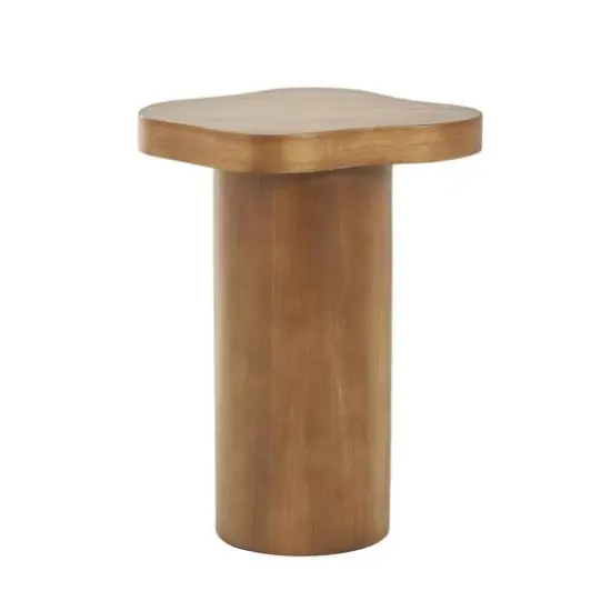 23" Brown Pedestal Side End Accent Table with Rounded Square Top {7}