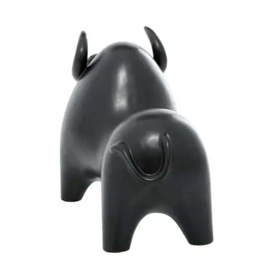 Black Porcelain Contemporary Buffalo Sculpture, 11" x 8" x 16" {6}
