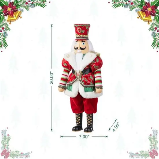 Glitzhome&reg; 20"H Faux Fur Christmas Nutcracker Figurine {9}