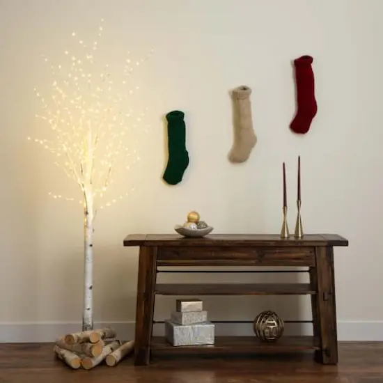 3ft. Pre-Lit White Birch Artificial Tree, Warm White LED Lights {3}
