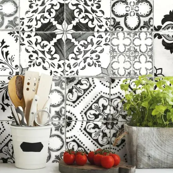 RoomMates Mediterranean Tile Peel & Stick Wallpaper Black {6}