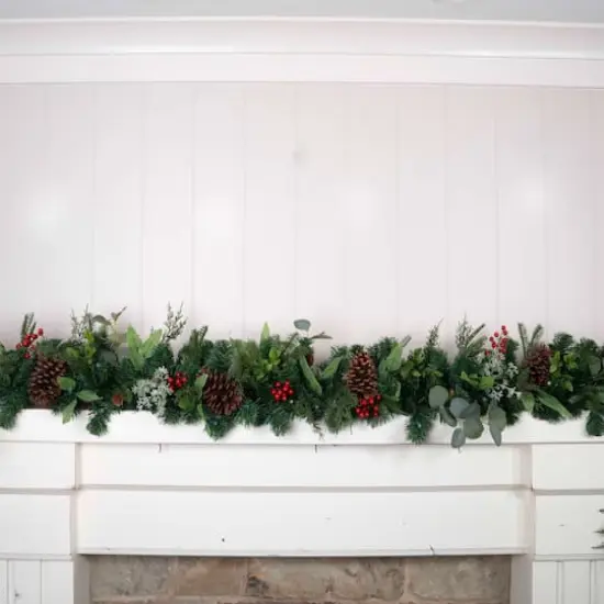 9ft. Pre-Lit LED Christmas Woods Artificial Garland {6}