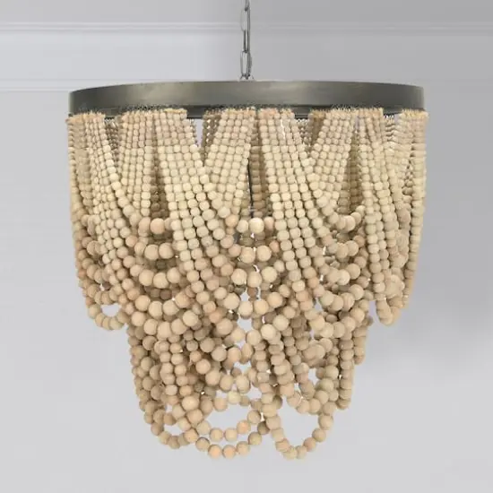 Hello Honey&reg; 27.5" 2-Tier Draped Wood Bead Chandelier Brown {6}