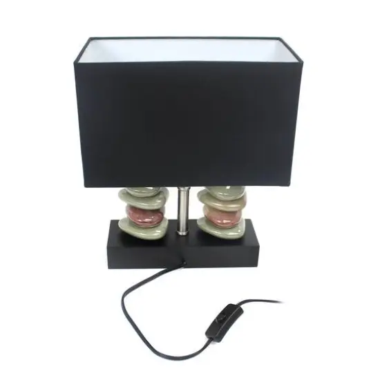 Elegant Designs&trade; 14" Rectangular Dual Stacked Stone Table Lamp with Black Shade {7}