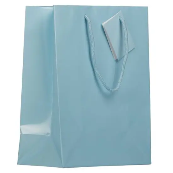 JAM Paper Medium Glossy Gift Bags, 6ct. Baby Blue {1}